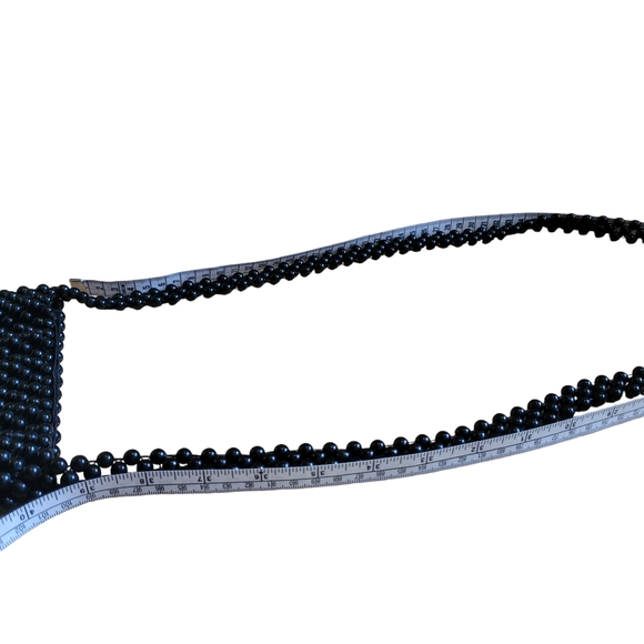 Black Cross Body Beaded Satin Lined Purse - Picture 8 of 8